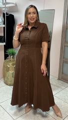 Chocolate Denim Maxi Dress
