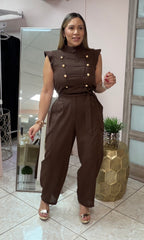 Chocolate Napoleon Linen Jumpsuit