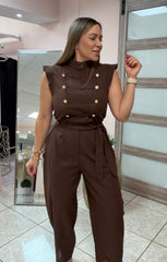 Chocolate Napoleon Linen Jumpsuit