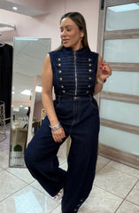 Denim Napoleon Jumpsuit