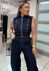 Denim Napoleon Jumpsuit