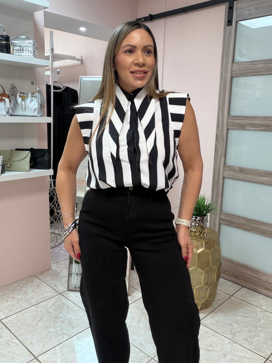 Black & White Stripes Top