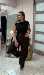 Brown Polka Dots Barell Pant