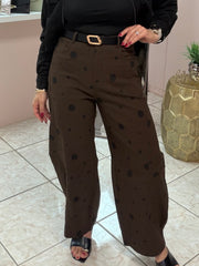 Brown Polka Dots Barell Pant