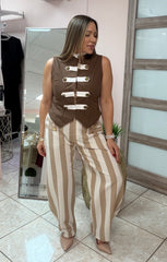 Camel/Ivory Linen Vest