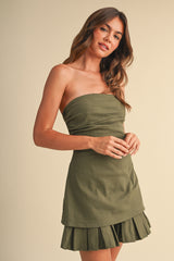 Olive Strapless Mini Dress