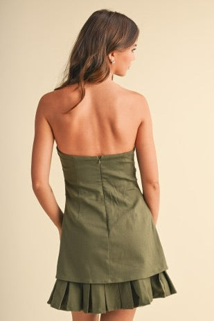 Olive Strapless Mini Dress