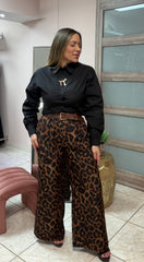 Animal Print Wide Leg with Belt
