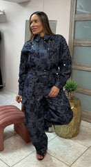 Denim Embroidery Two Pieces Set