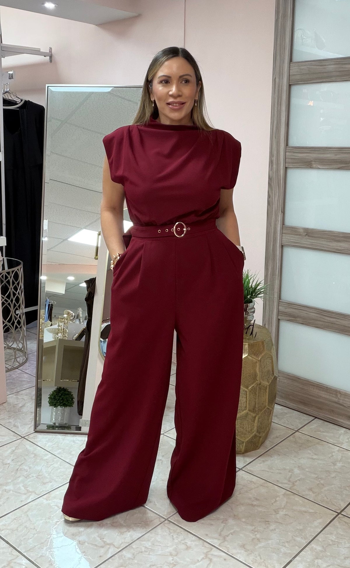 Olivia Wine Jumpsuit