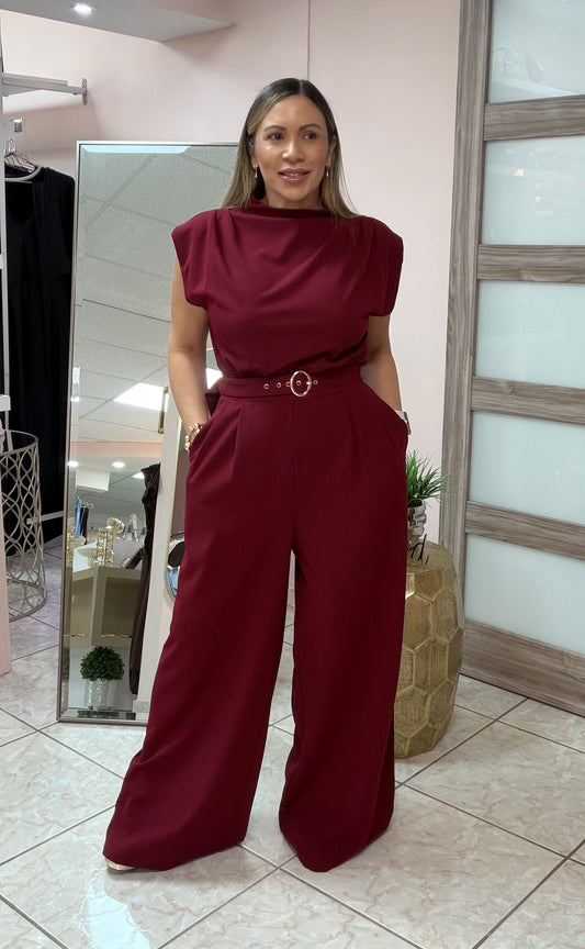 Olivia Wine Jumpsuit