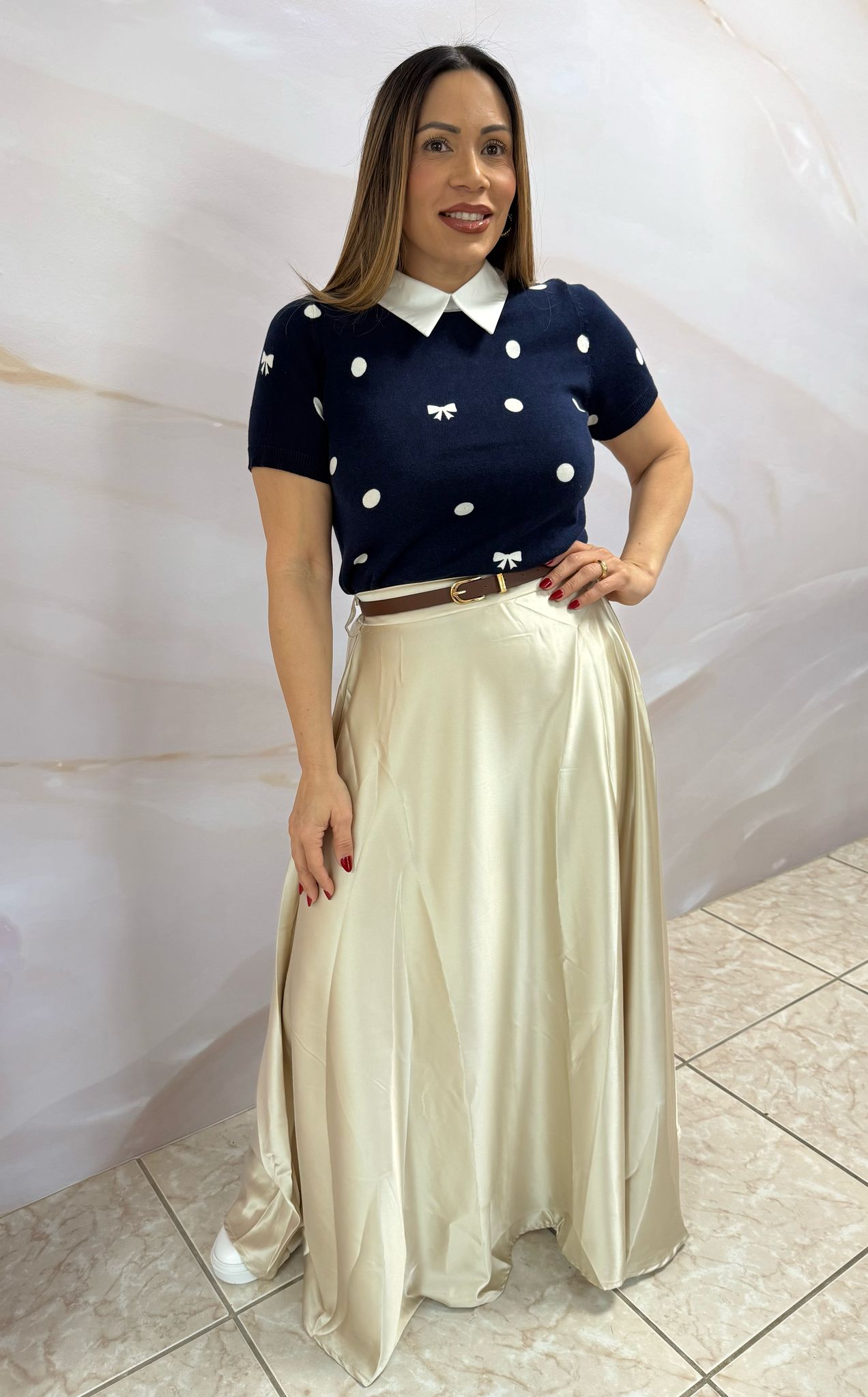 Ivory Maxi Skirt with Belt