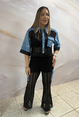 Denim/Black Embroidery Set