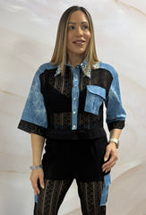 Denim/Black Embroidery Set