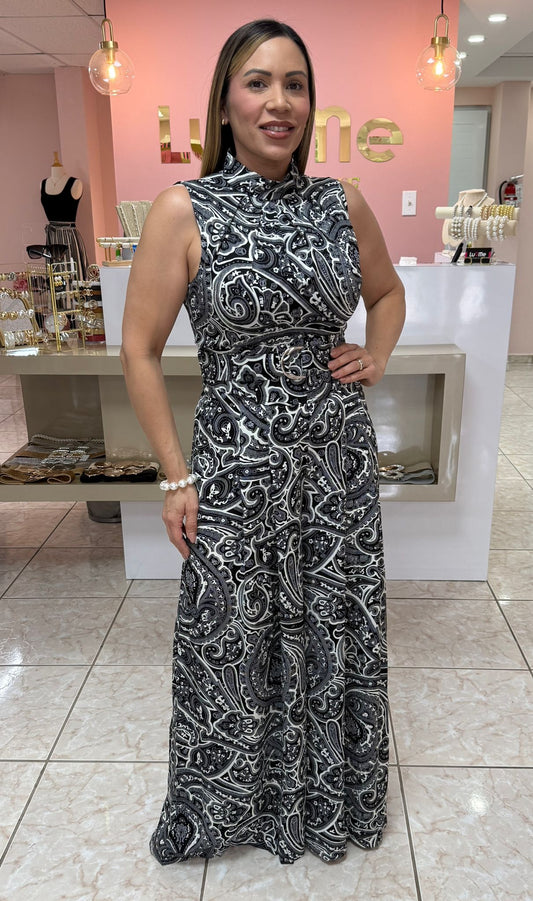 Black & White Print Jumpsuit