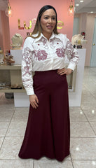 Wine Linen Palazzo