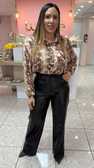 Black Leather with Pearls Pant