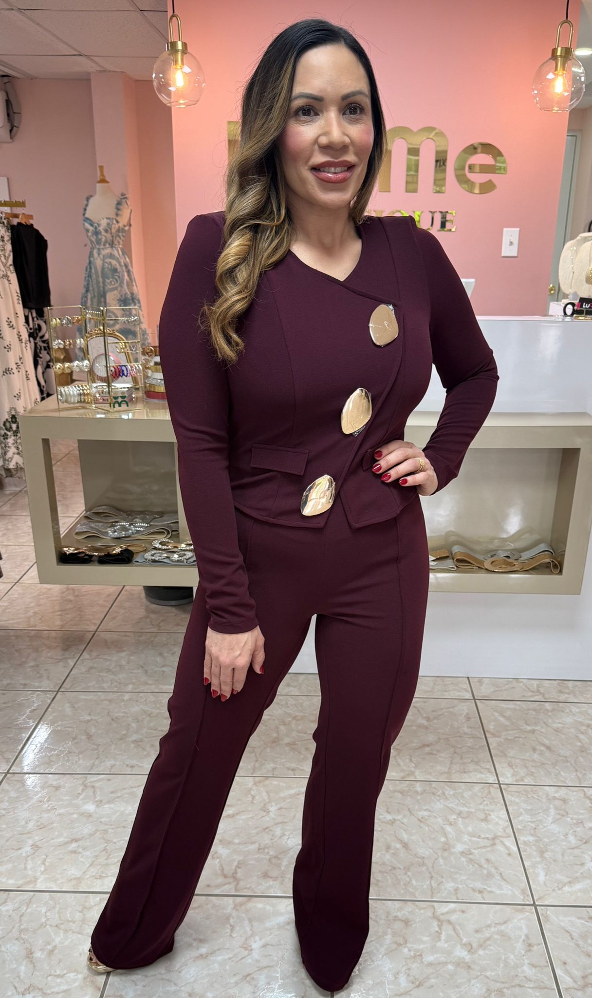 Wine Blazer & Pant Set