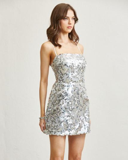 Sequin Lace-Up Short Dress