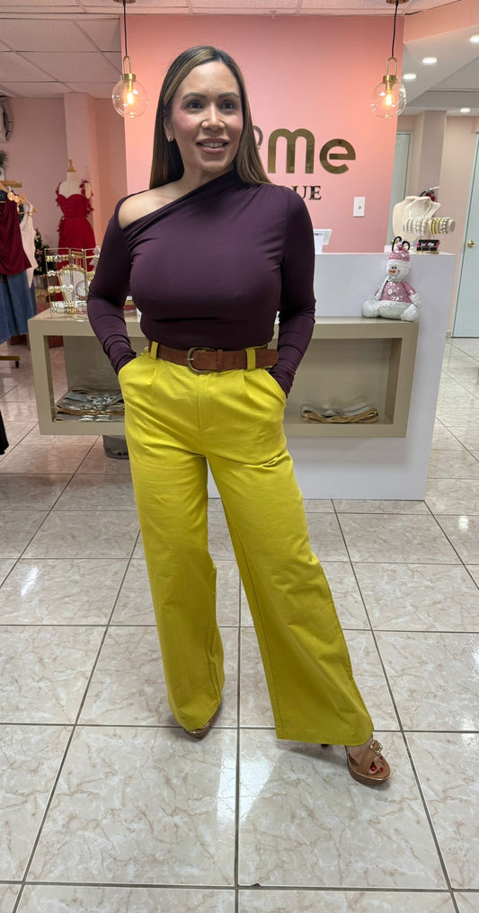 Pistachio Linen Pants with Belt