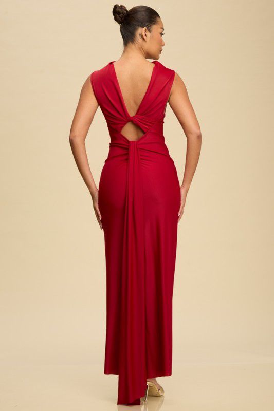 Wine Open Back Maxi Dress