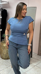 Slate Blue Cross Top