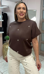Brown Heart Oversize Top