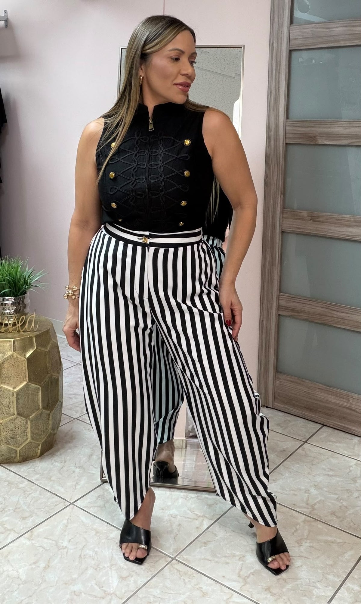 Black/White Stripes Pant