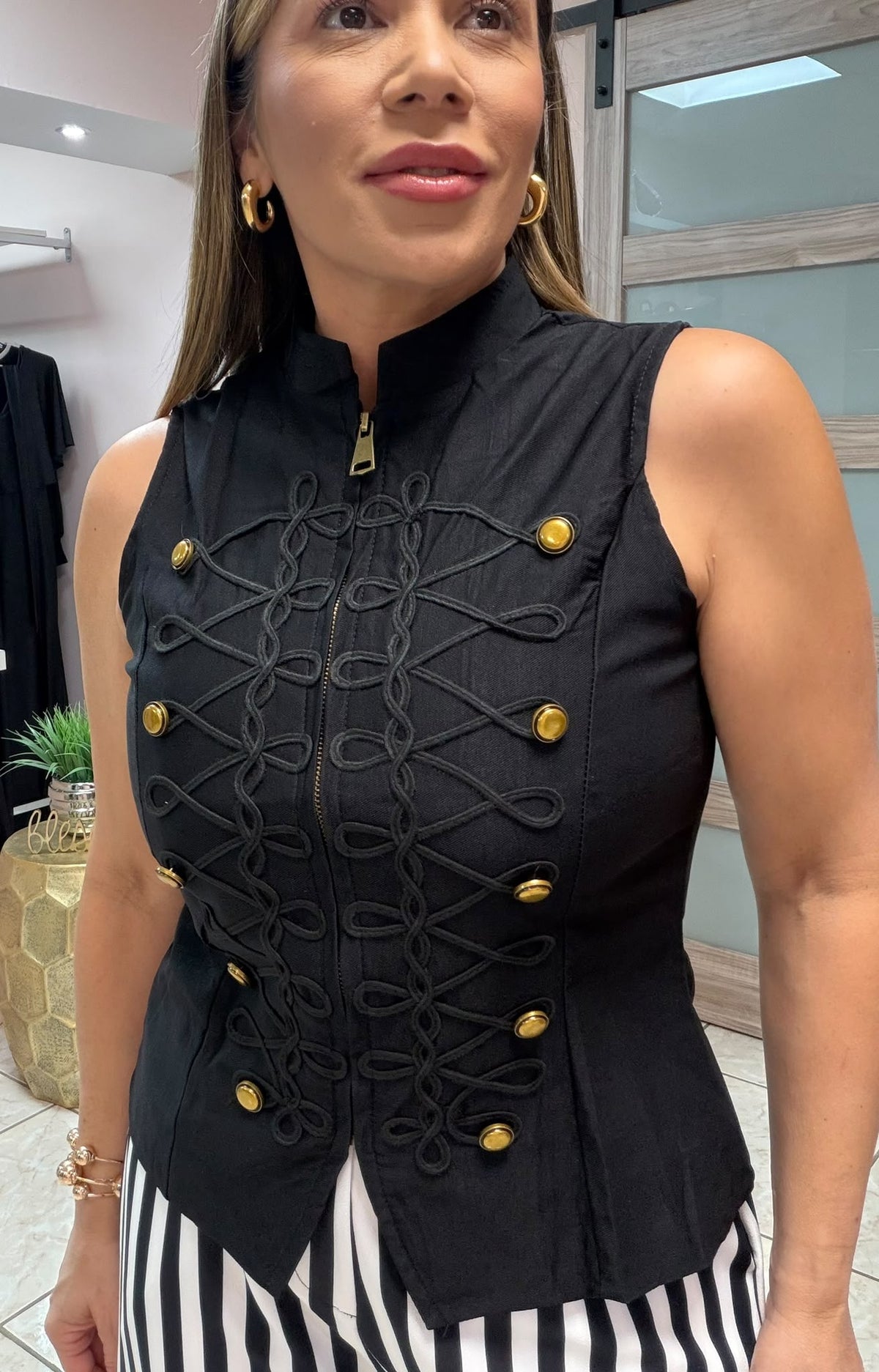 Black Napoleon Vest Top