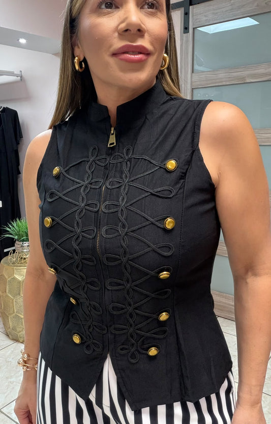 Black Napoleon Vest Top