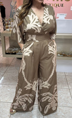 Taupe Print Jumpsuit